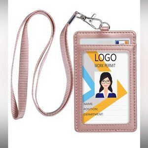 🆕 Teskyer Rose Gold Badge Holder with Lanyard